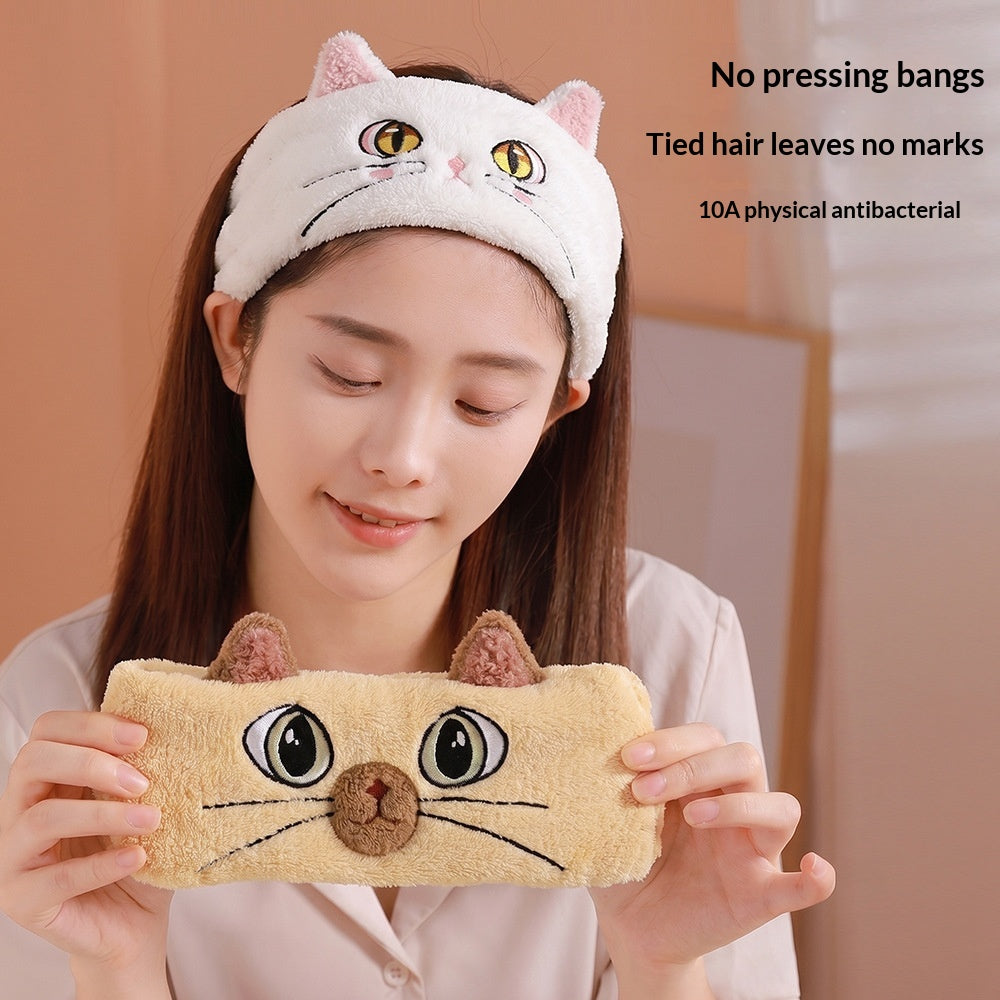 New Cartoon Cat Face-Washing Hairband Womens Toiletries-Only Headband