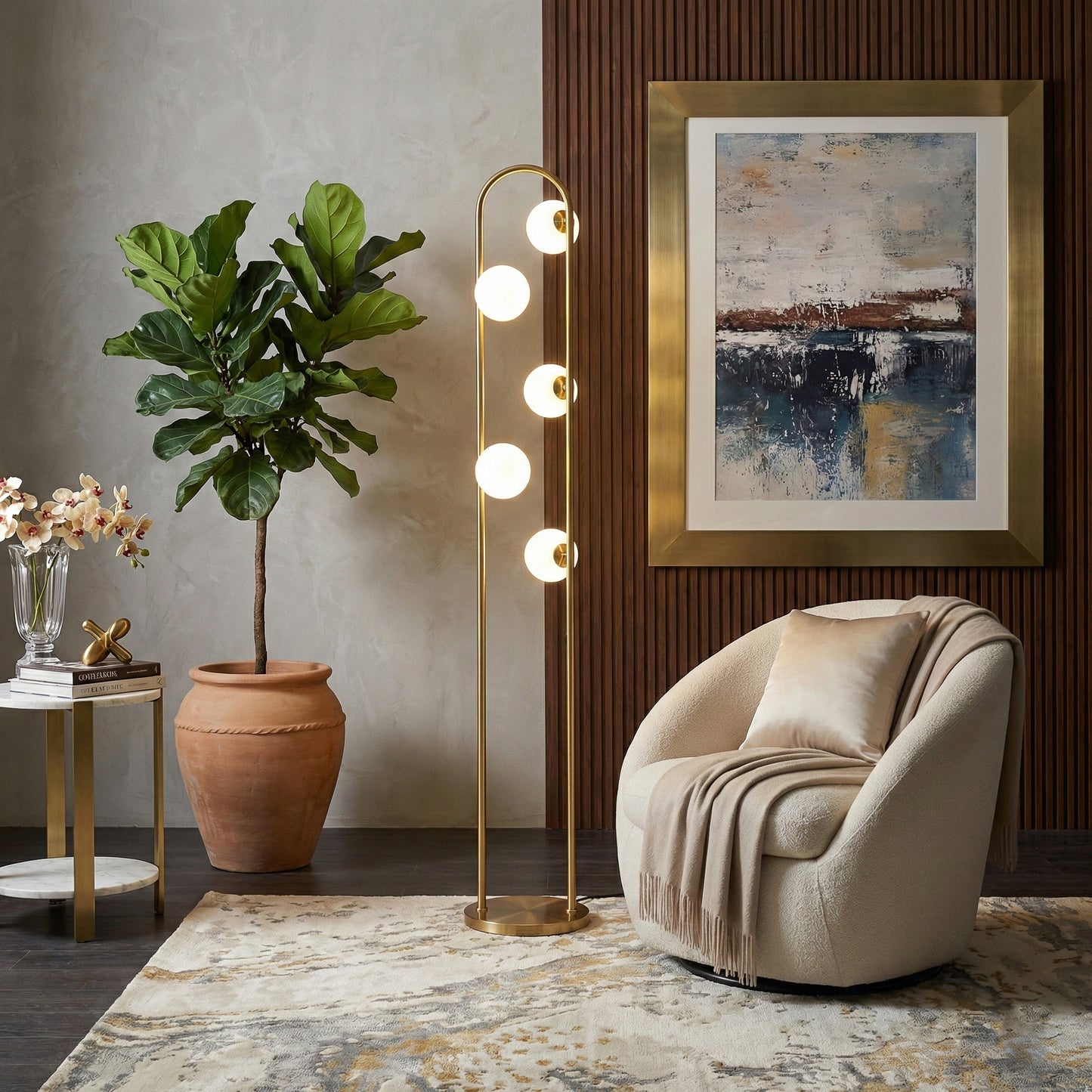 Modern Floor Lamp For Living Room, Artema Floor Lamp With WHITE, Tall Corner Lamp For Bedroom & Office Lighting