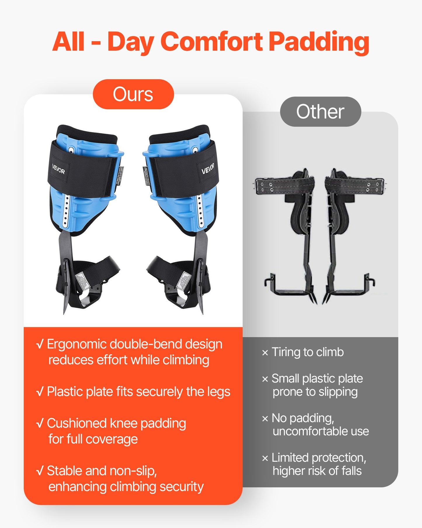 Tree Climbing Spikes, Height-Adjustable Tree Climbing Gear With Straps & Padding Cushion, 350 Lbs Load Capacity, Heavy Duty Steel Climb Spurs Arborist Equipment For Fruit Picking Hunting
