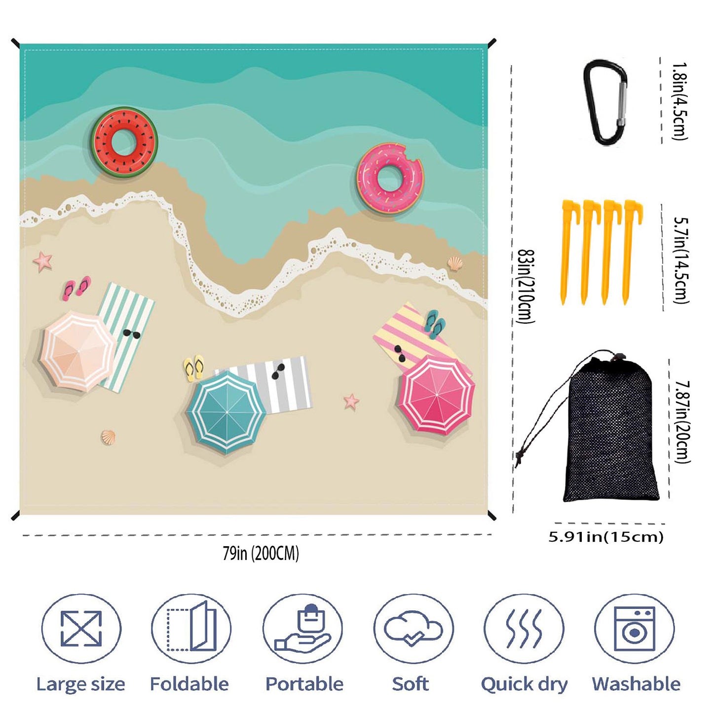 Beach Mat With Digital Print For Outdoor Picnics