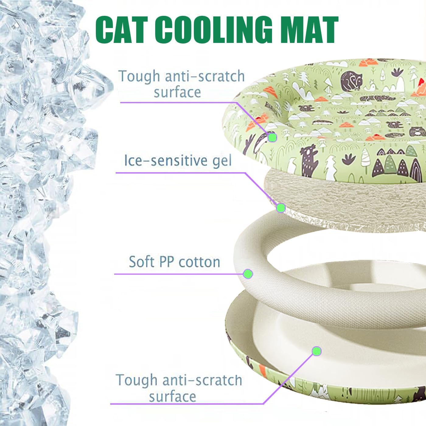 Cat Dog Pet Cooling Mat Cushion Pad Bed Summer Cool Down Comfortable Soft For Pets And Adults