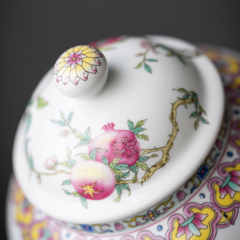 Simple Printed Enamel-Glazed General-Shape Ceramic Tea Caddy