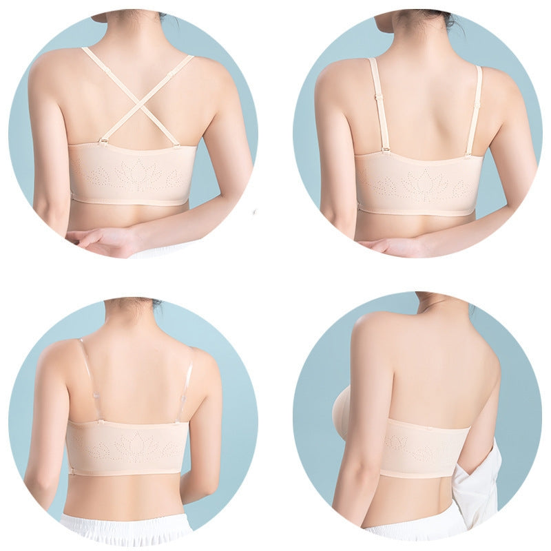 Simple Strapless Beauty Back Non-slip Front Buckle Girl Push-up Underwear