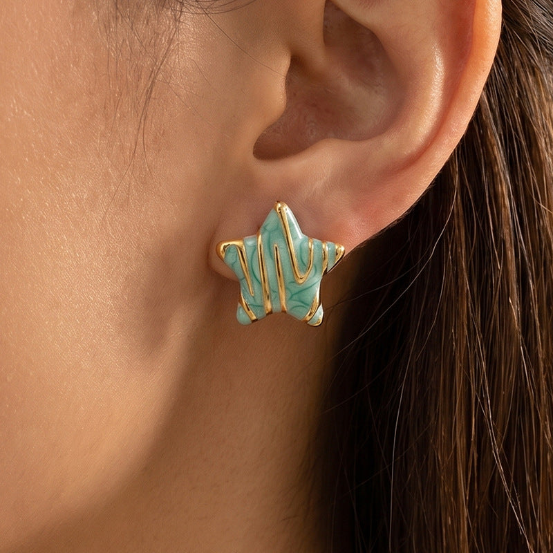 Five-pointed Star Fashion Light-luxury Oil-drop Geometric Stud Earrings