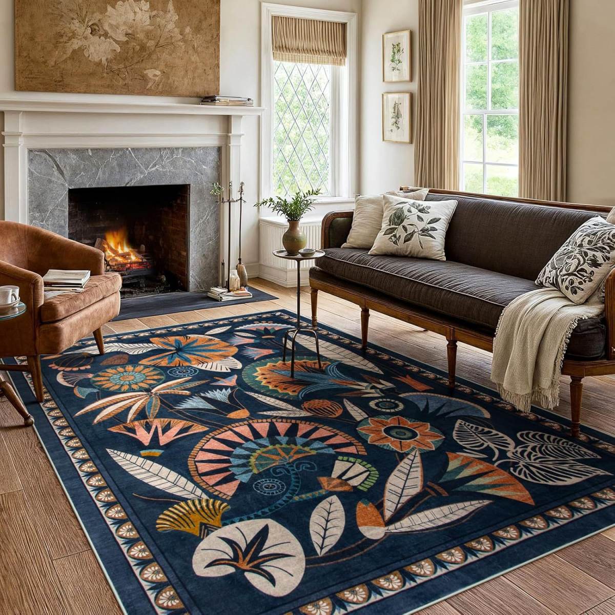 Flower Crystal Velvet Stain-resistant Easy-care Bedroom Living Room Carpet