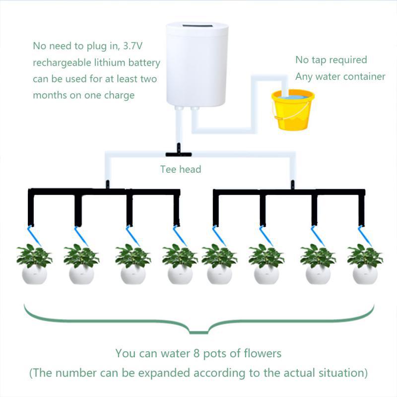 LCD Smart Charging Potted Plant Watering Device Office And Home Automatic Drip Irrigation System