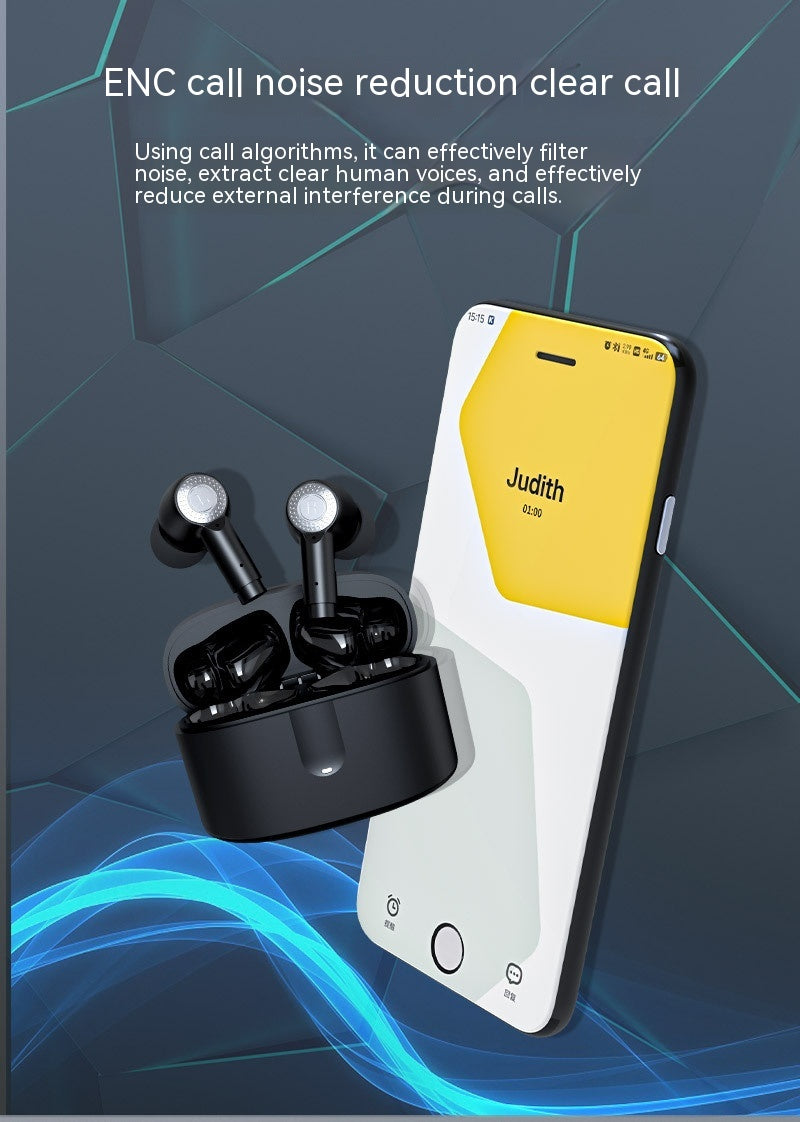 Plastic In-ear Bluetooth Headset Wireless Sports Halter ANC Active Noise Reduction Ultra-long Life Battery