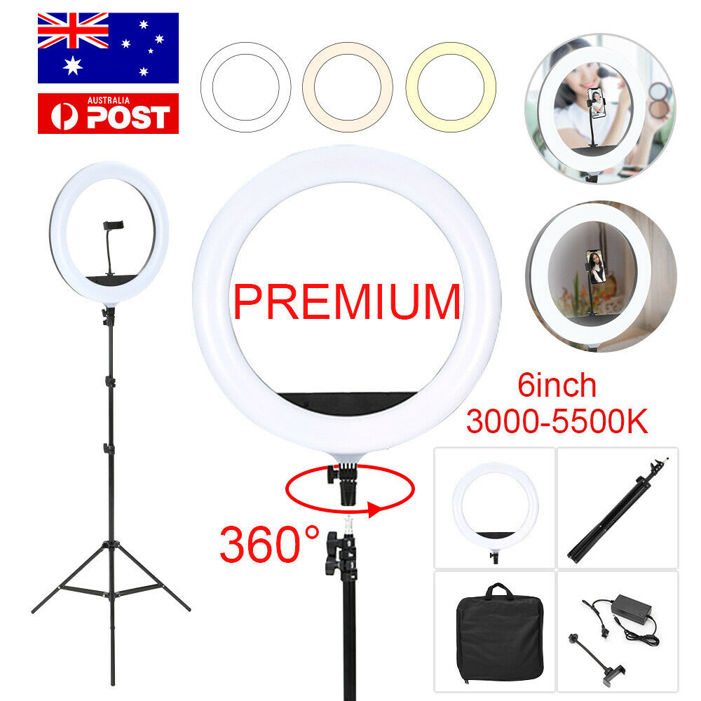 8 LED Ring Light Dimmable Lighting Kit Phone Selfie 40cm Tripod Makeup Live Lamp