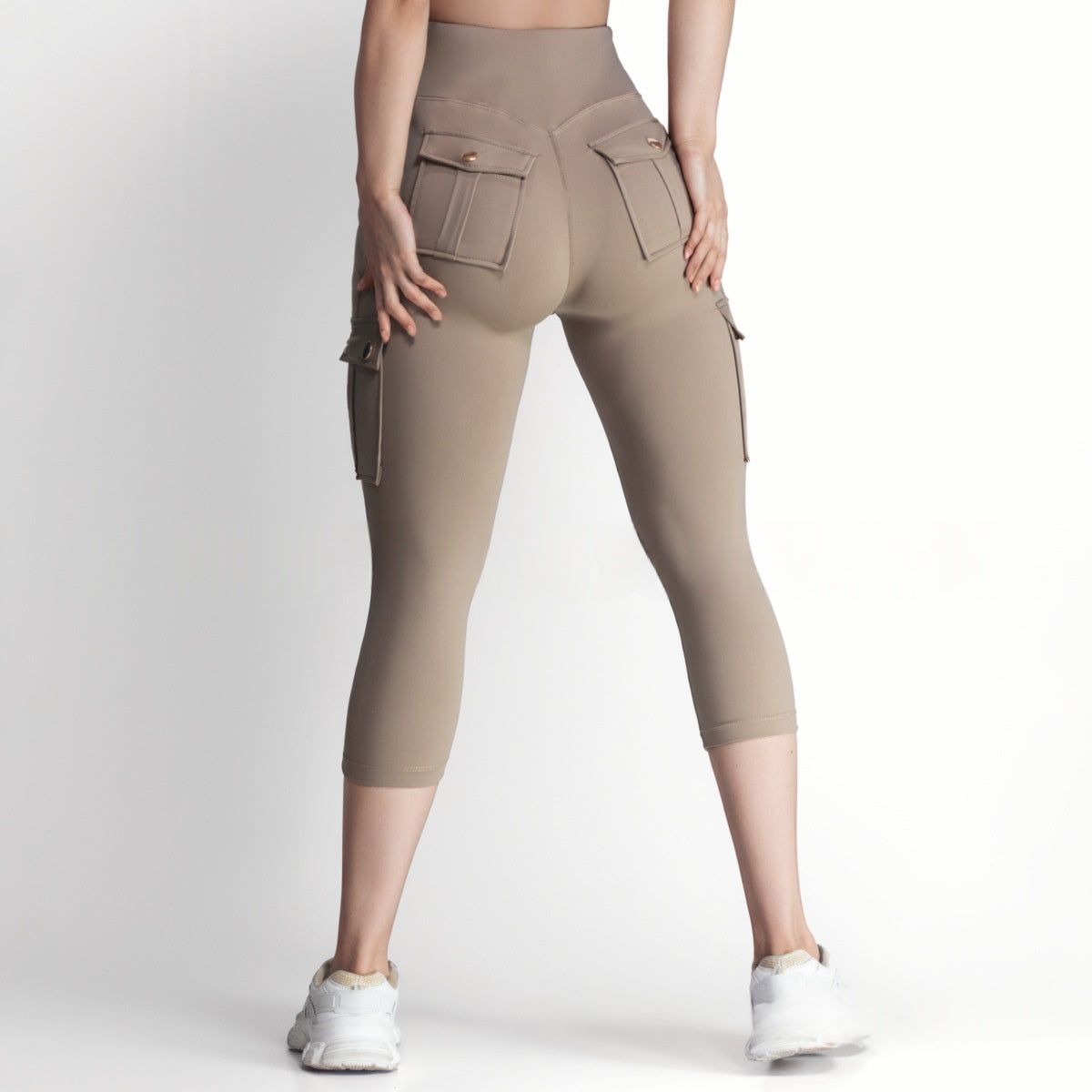 Women's Double-sided Jacquard 5-yard Fitness Pants With Pockets