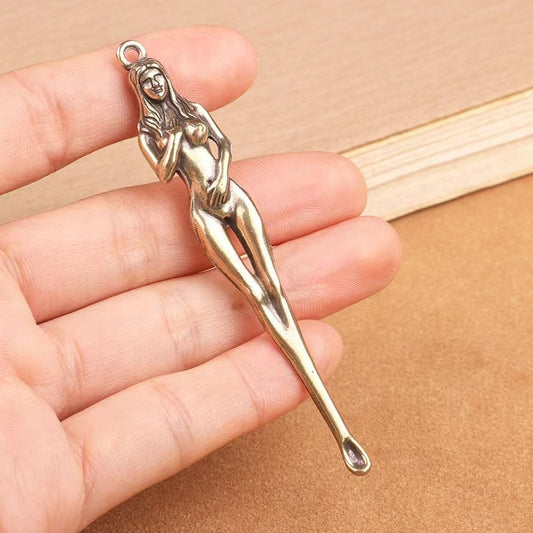 Brass Ear Pick Three-dimensional Beauty Ear Pick Creative Handicraft Car Key Pendant