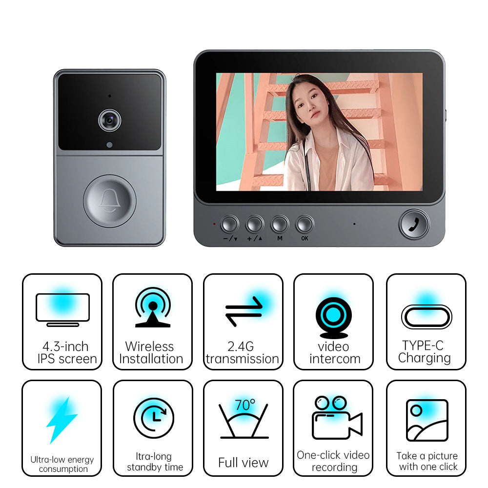 Home Dual-Channel Remote Wireless Video Intercom Doorbell