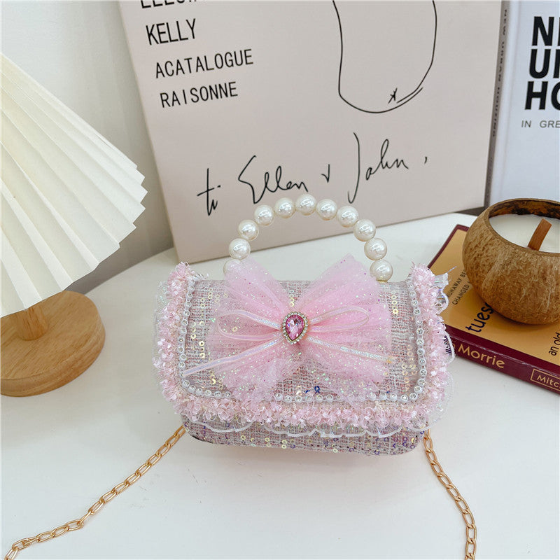 Childrens Bag Summer Fashion Crossbody Bag, Girls Pearl-handled Tote