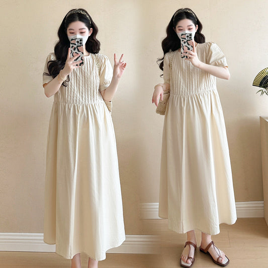 Korean-style Fashionable Loose-fit Minimalist Design Elegant High-end Plus-size Maternity Dress