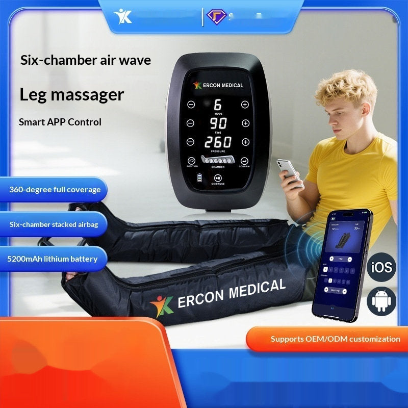 Six-Cell Air Bag Leg Massager For Post-Exercise Recovery