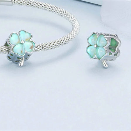 Lucky Four-leaf Clover Bead Set For DIY S925 Sterling Silver Bracelet Accessories
