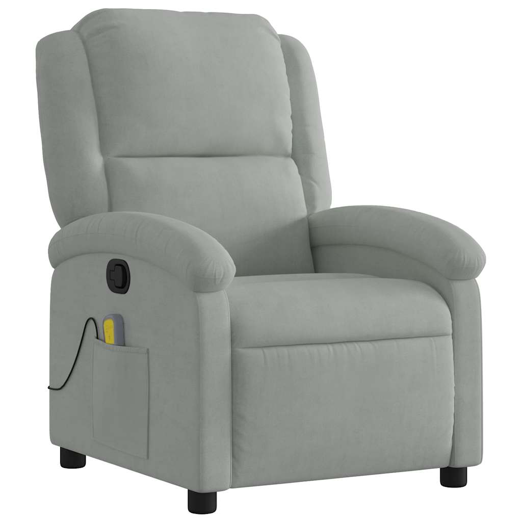 Massage Recliner, light grey velvet   Massage Recliner, dark grey velvet