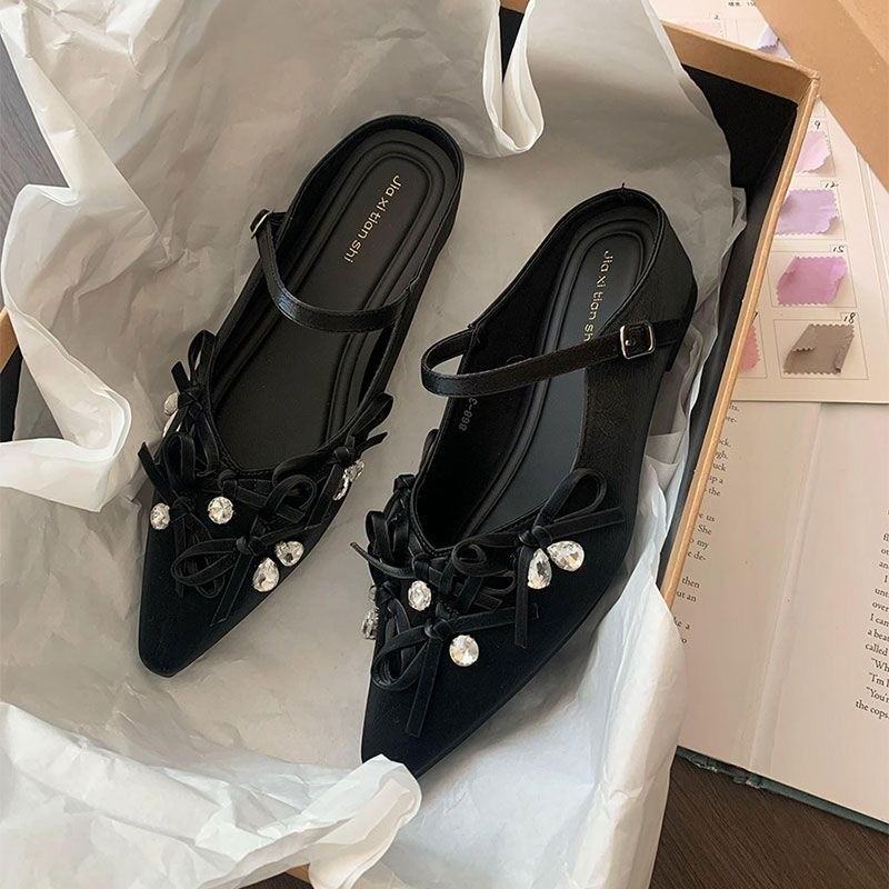 Women's Silver Hidden Wedge Closed Toe Mules, Outdoor Wear, 2025 New Spring & Summer Mary Janes With Bow