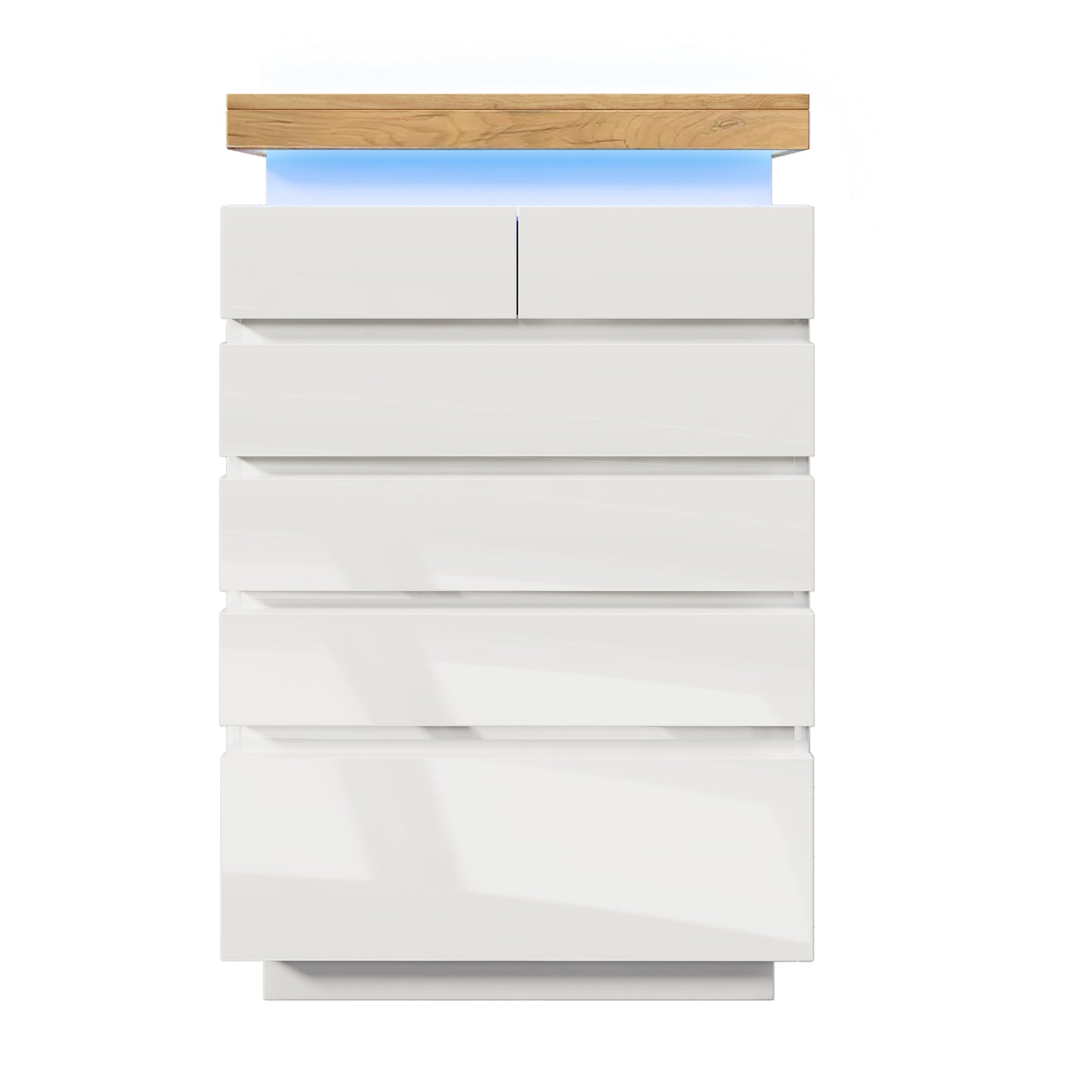 Chest Of Drawers, High-gloss Sideboard With 6 Drawers, LED Lighting  App Control , Multi-purpose Wardrobe For Living Room And Bedroom, 115 X 73 X 39 Cm, White