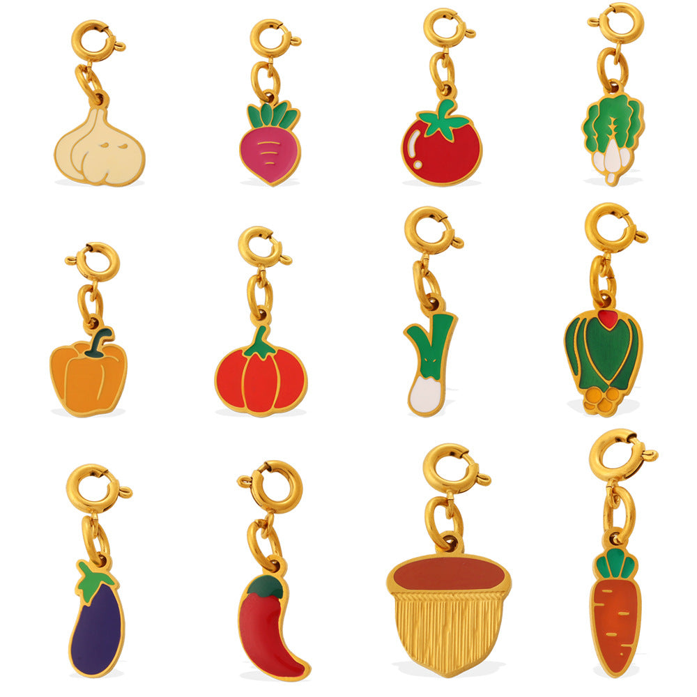 Country-style Cute Vegetable Series Jewelry Clasp Pendant Stainless Steel DIY Bracelet And Necklace Accessories