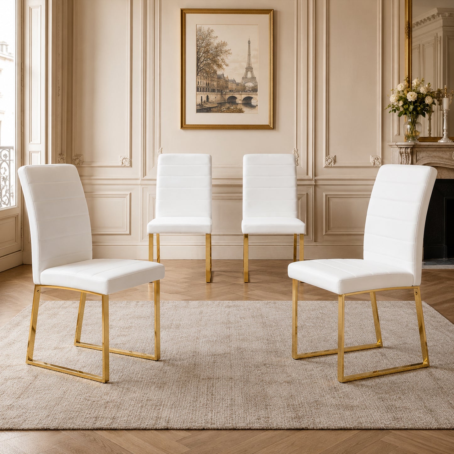 4-Pack - Heavy-duty Chairs Set 2.1 Thick Cushion, Iron Frame, Perfect For Home Or Office. Classic Colors, Great Value