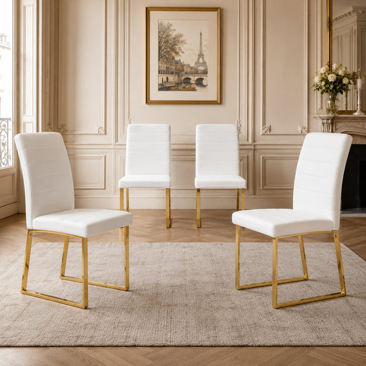 4-Pack - Heavy-duty Chairs Set 2.1 Thick Cushion, Iron Frame, Perfect For Home Or Office. Classic Colors, Great Value