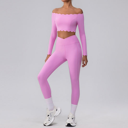 Off-shoulder Yoga Clothing Top Push Up With Breast Pads