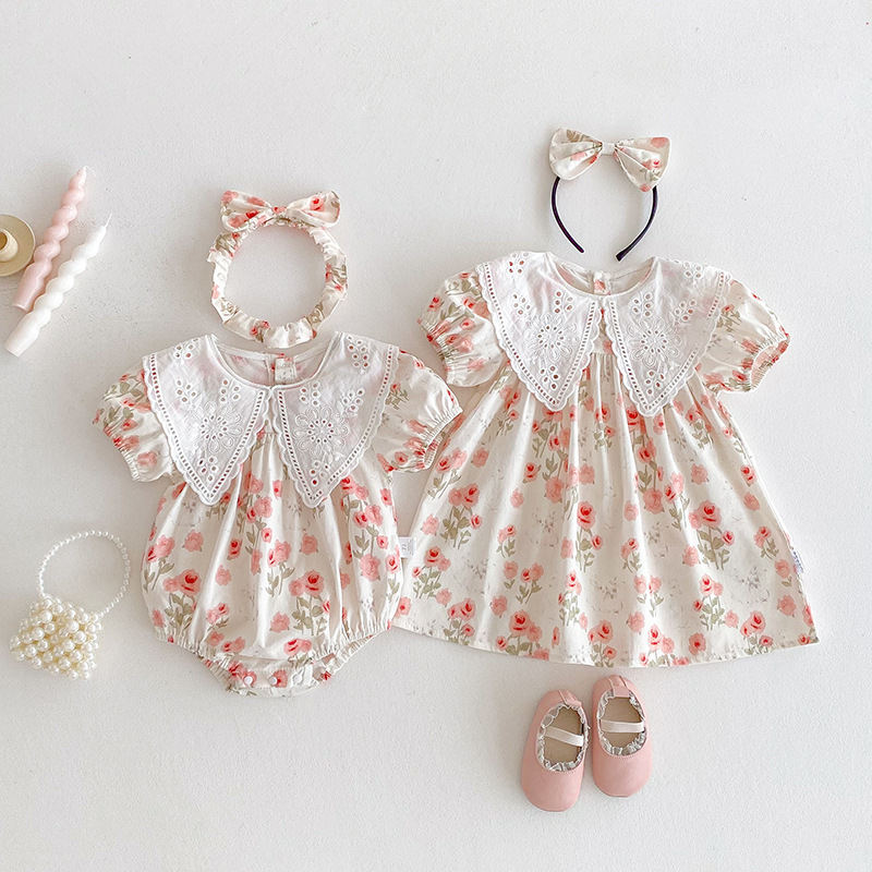 Girls Korean-style Short-sleeve Dress Romper