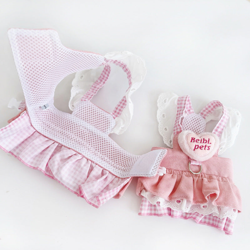 Pet Cat And Dog Clothing Thin Denim Harness Dress
