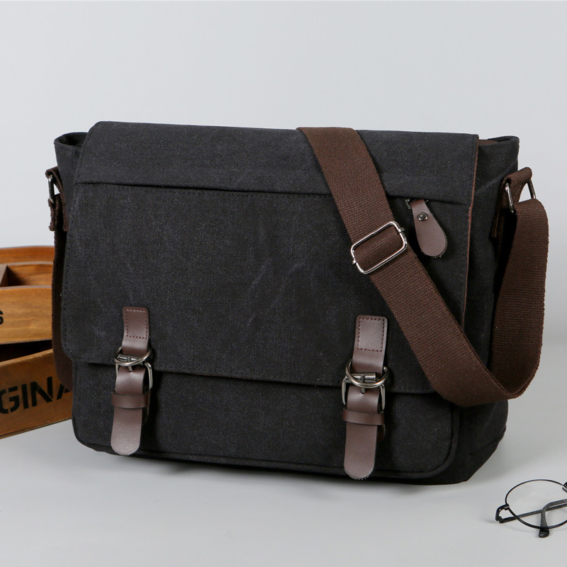Men Canvas Leather Bag Messenger Satchel Military Travel Cross Body Shoulder Bag