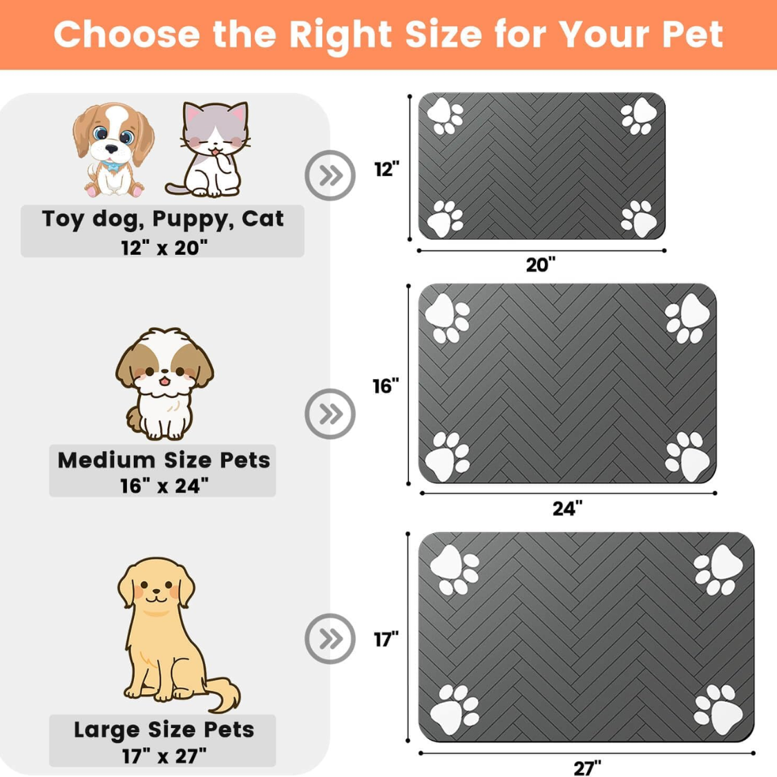 Pet Feeding Mat Absorbent Pet Placemat For Food And Water Bowl With Waterproof Rubber Backing Quick Dry Water Dispenser Mat For Dog And Cat