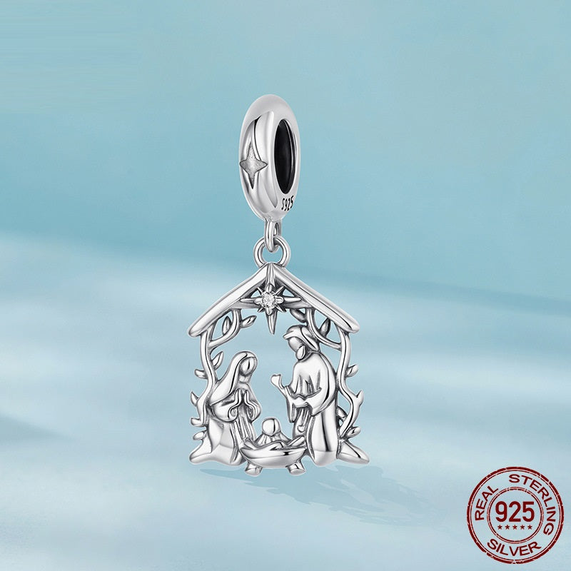 Pendant S925 Sterling Silver Happy Family DIY Jewelry Accessories Beading