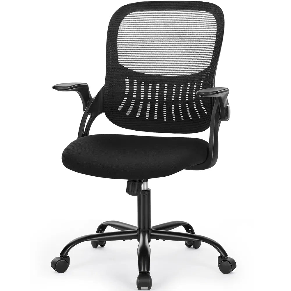 Office Mid Back Ergonomic Mesh Computer Desk Larger Seat Executive Height Adjustable Swivel Task Chair With Lumbar Support