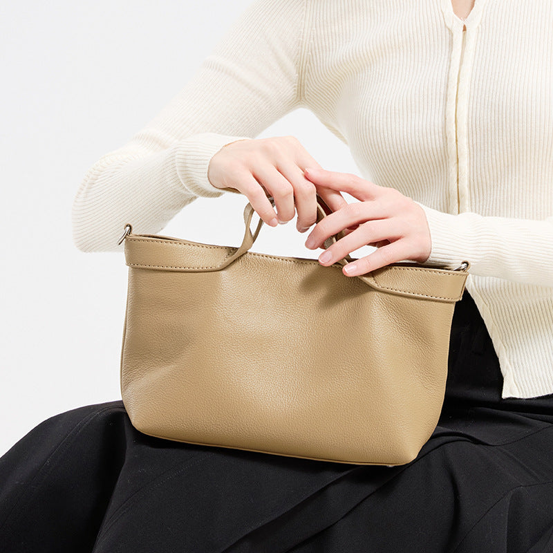 Korean-style Niche-design Handbag Cowhide Shoulder Bag