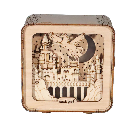 3D Wooden Puzzles Pegasus Castle Model Kits Night Lights Desk Decorations Birthday Christmas Gifts For Women