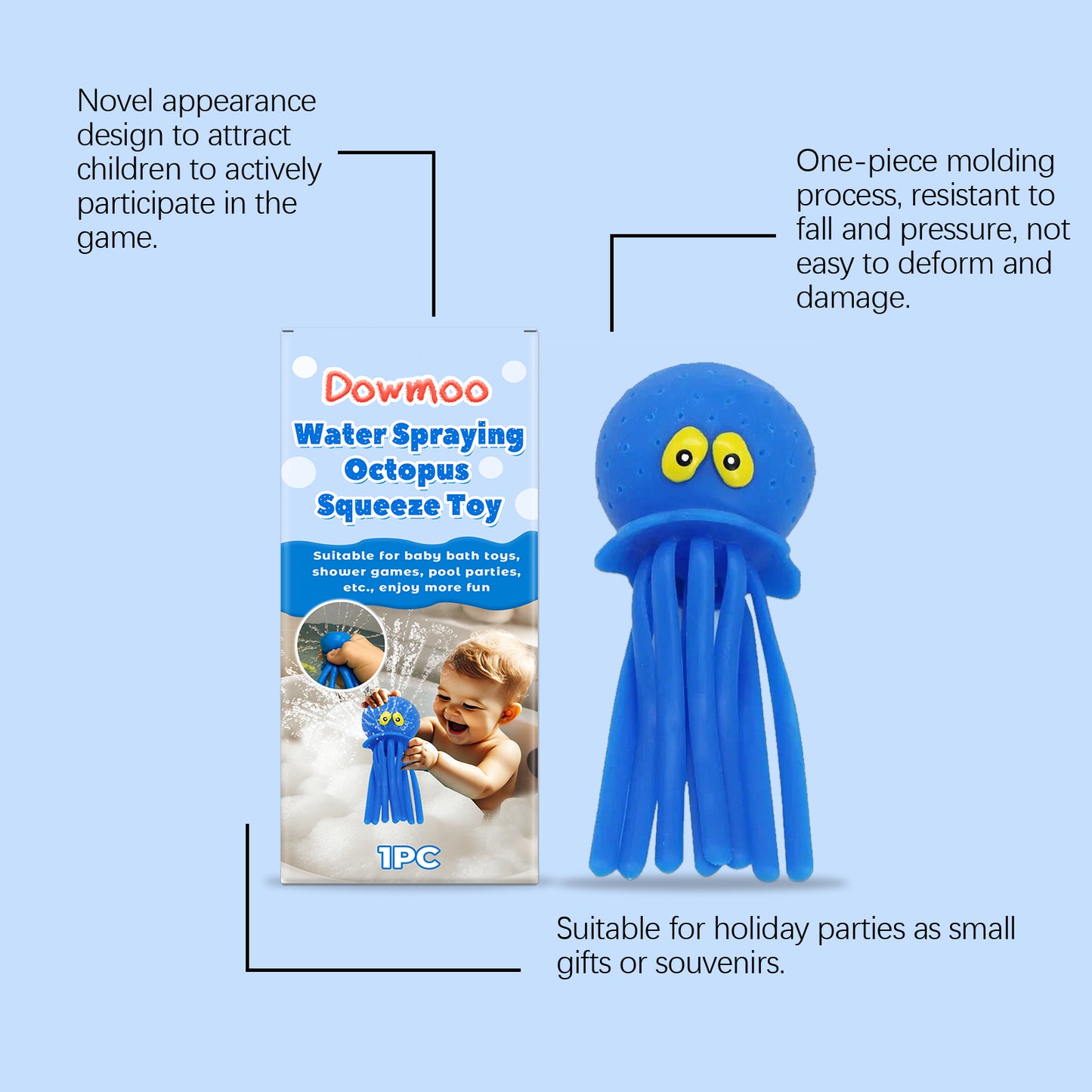 Water Spraying Octopus Squeeze Bath Toy, Kids Squirt Water Toy For Bathtub Pool Beach Outdoor Water Play