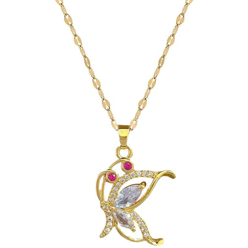 Zircon Butterfly Light-Luxury Fashion Necklace For Women