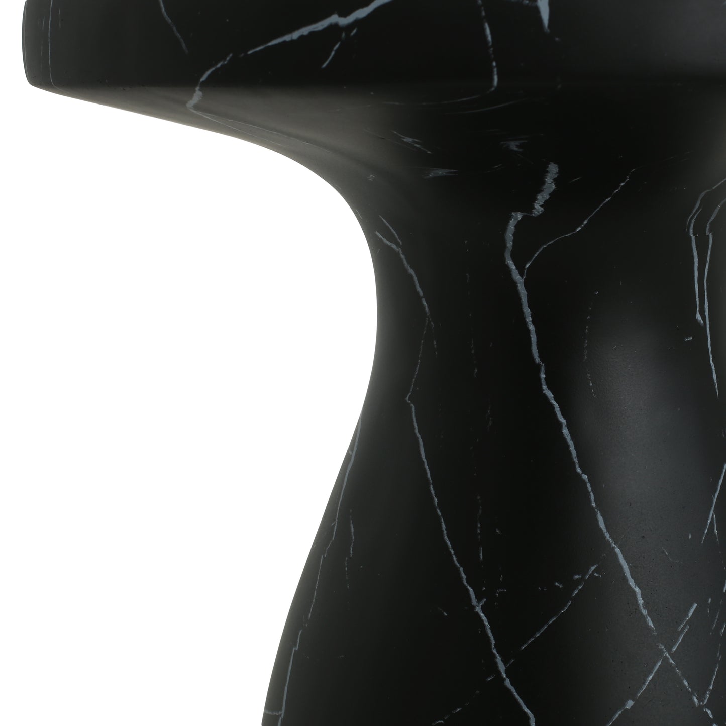 Outdoor Travertine MGO Side Table,Light Weight Concrete End Table,Black Marble Effect