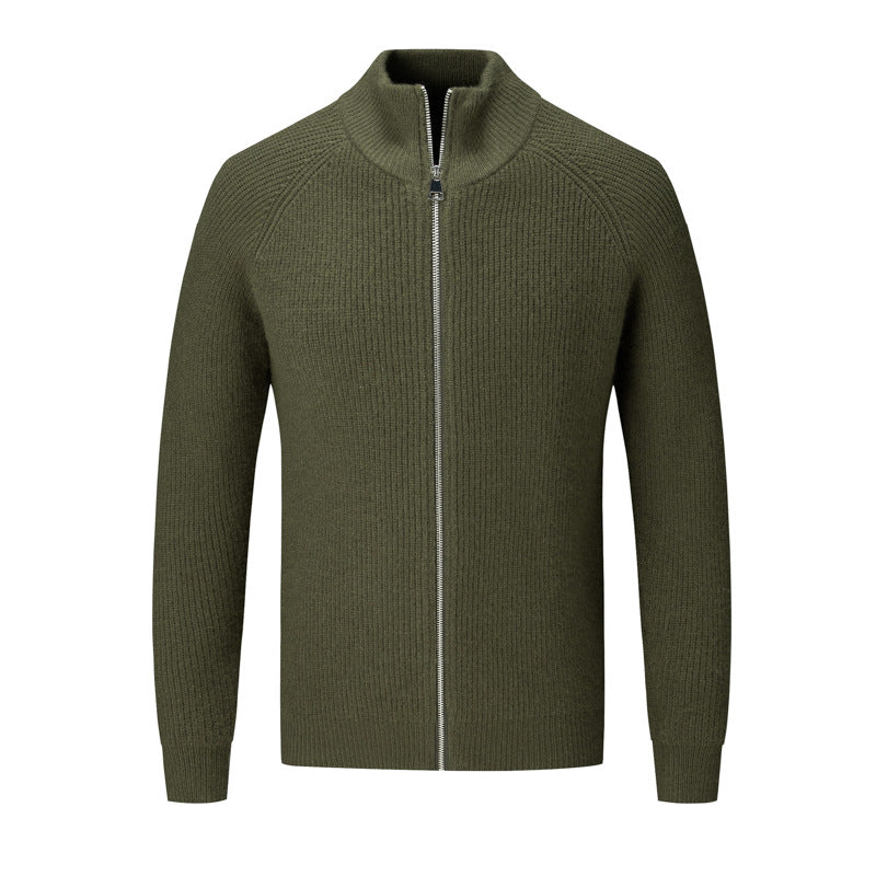 Men's Korean-style Stand-collar Sweater Casual Handsome Slim Knit Cardigan Jacket