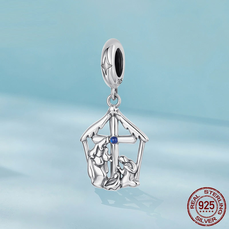 Pendant S925 Sterling Silver Happy Family DIY Jewelry Accessories Beading