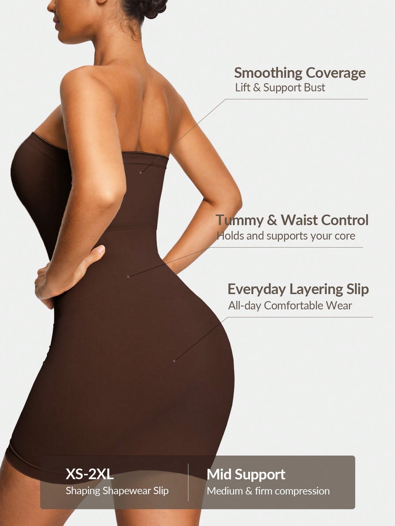 Strapless Full Body Shapewear Dress - Bust Lift, Tummy Control & Natural Butt Enhancement