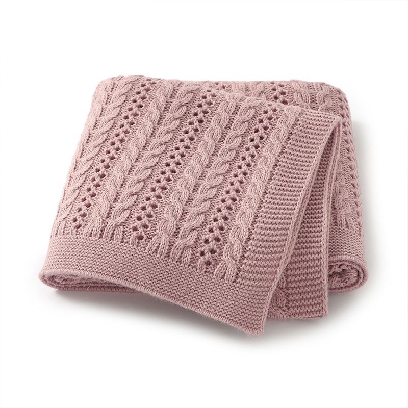 Ins Best-selling Solid-color Knitted Blanket For Babies Unisex