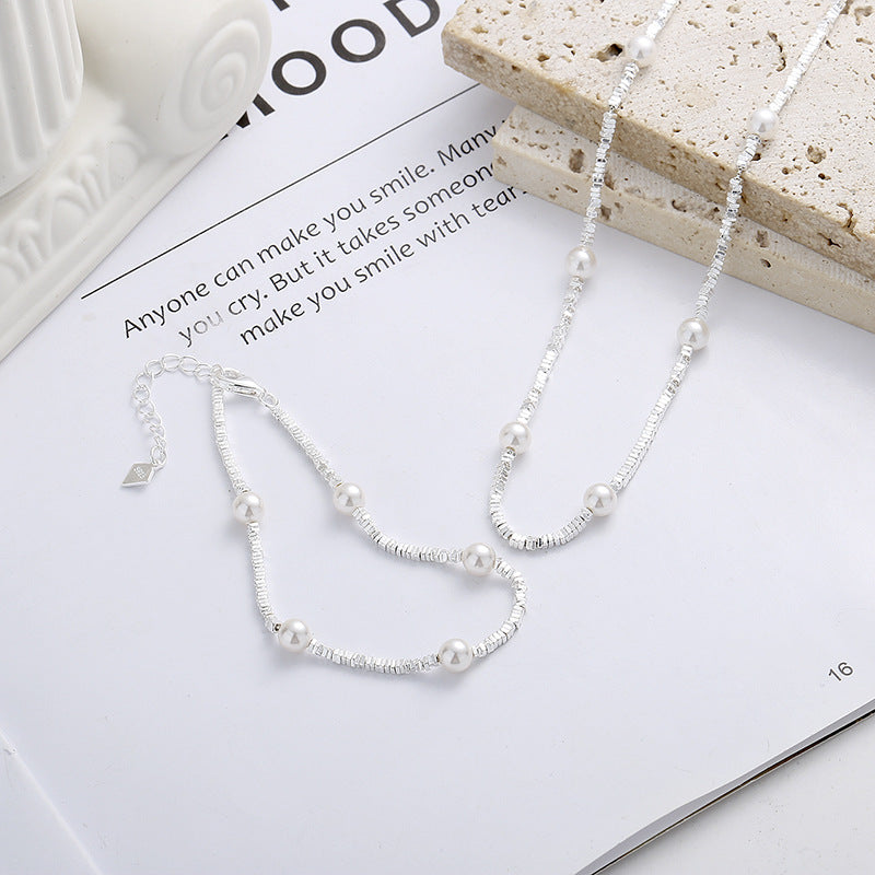 S925 Sterling Silver Korean Style Niche Clear Cold Wind Small Pieces Of Silver Pearl