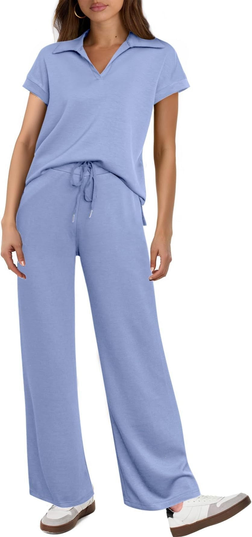 Women's Casual Fashion Solid Color Short Sleeved Set