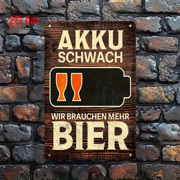 CIFbuy Vintage AKKU SCHWACH Low Battery Need More Beer Metal Tin Sign Multi-Use Yard Sign For Bar Office Home Cafe Restaurant - TikTok, Temu Pick-up Service