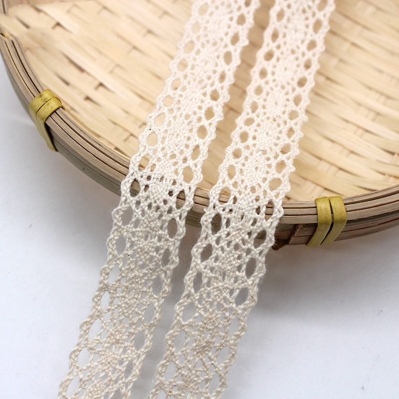 Cotton Thread Lace Clothing Accessories Beige Pure Cotton