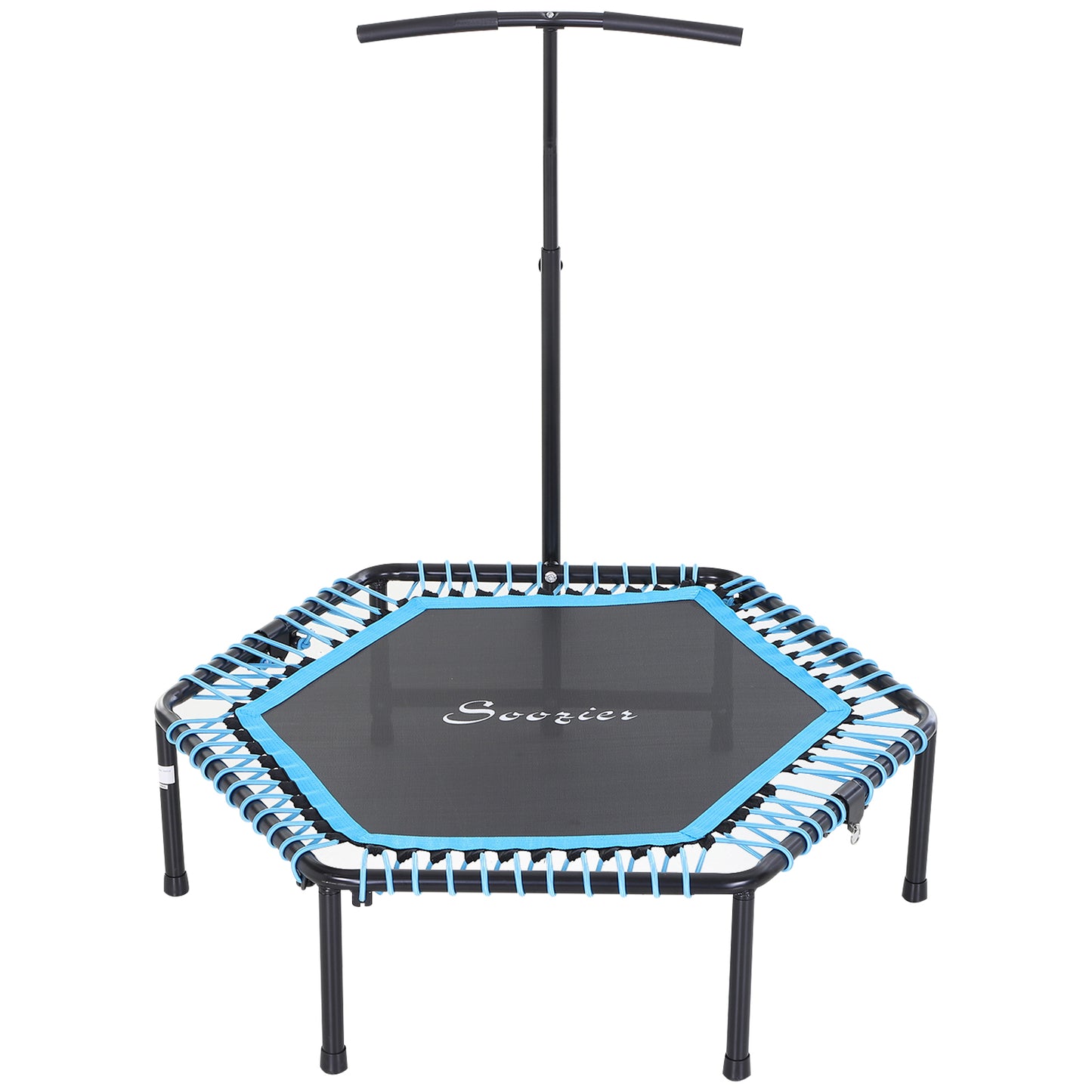 4.5ft Exercise Trampoline, Portable & Foldable Fitness Trampoline Rebounder with 3-Level Adjustable T-Bar, Great for Adults Kids Working Out, Blue