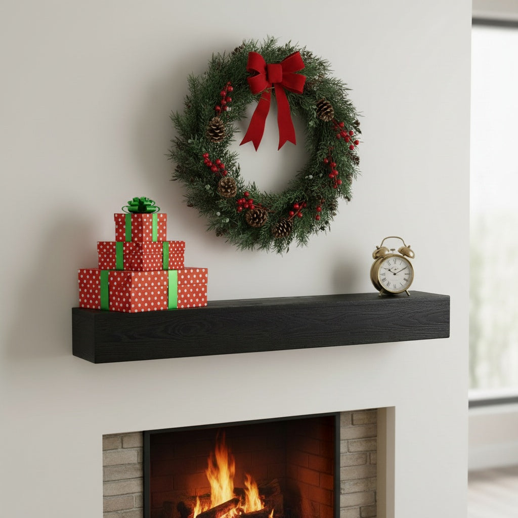 48   Embossed Fireplace Mantel Western Red Cedar Wall-Mounted & Floating Shelf For Home Decor