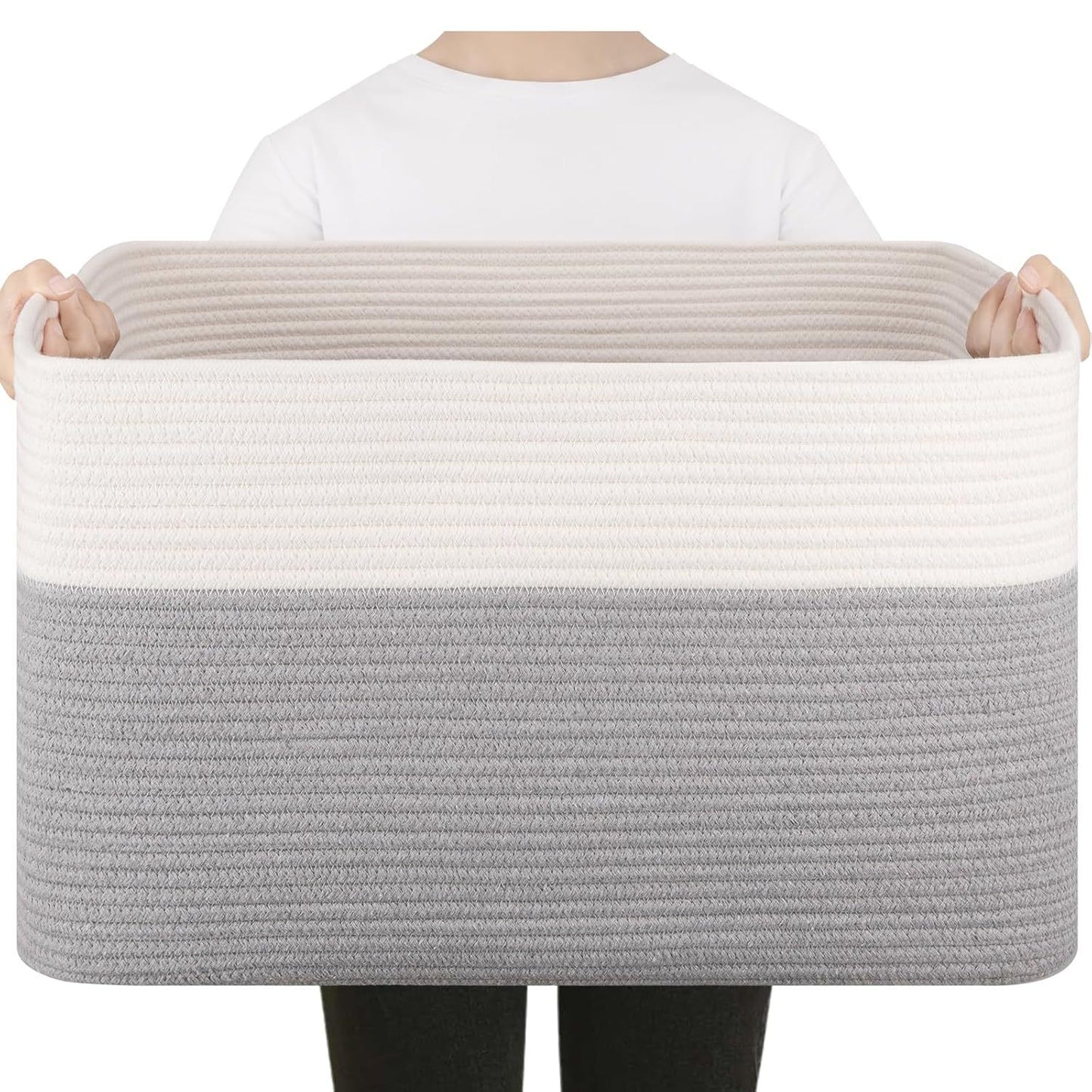 Cotton Rope Woven Home Laundry Basket Living Room Storage