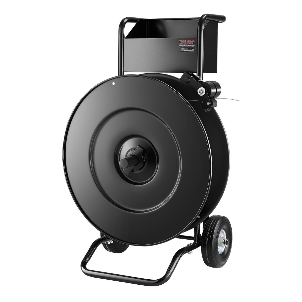 Banding Strapping Cart, Fit For PET / PP / Steel Strap Coils With 8 Or 16 Inches Core Size, Heavy Duty Strapping Dispenser Equipped With Upgrade Drum Brake, Built-in Spacious Tray For Tools