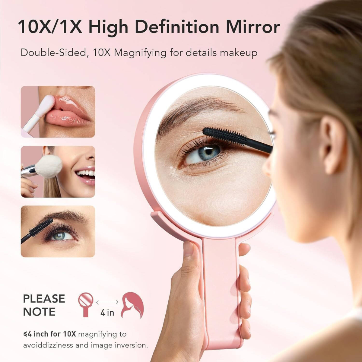 Makeup Mirror With Lights,Dual-Sided Magnifying Mirror With Light, 3 Colour Modes Lighted Makeup Mirror With Magnification, Portable,